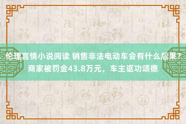 伦理言情小说阅读 销售非法电动车会有什么后果？商家被罚金43.8万元，车主讴功颂德