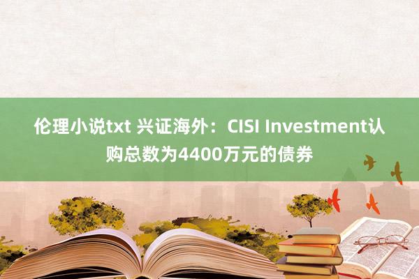 伦理小说txt 兴证海外：CISI Investment认购总数为4400万元的债券