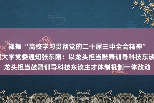 裸舞 “高校学习贯彻党的二十届三中全会精神”系列专访 中国东谈主民大学党委通知张东刚：以龙头担当鼓舞训导科技东谈主才体制机制一体改动